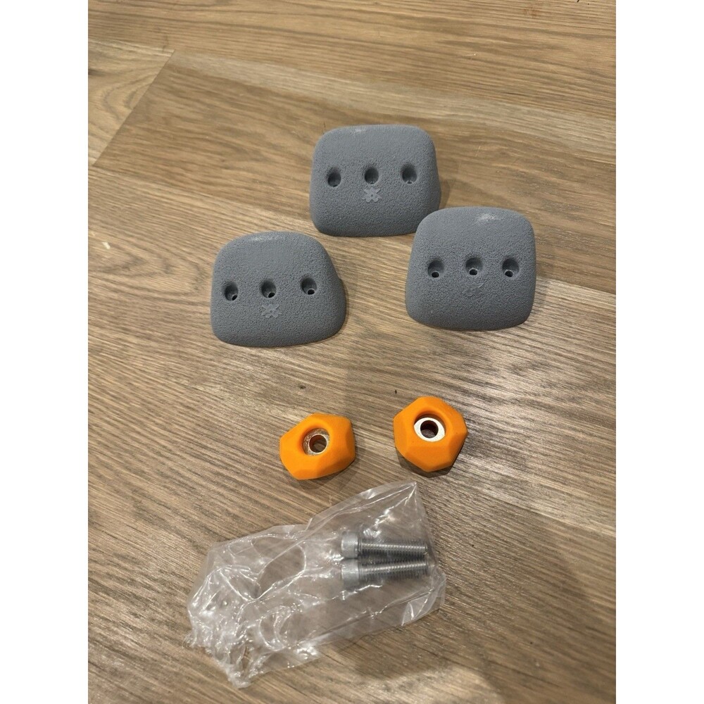 Atomic Climbing Holds Lot of 5 NEW Gray Orange Rock Wall Bouldering + Bolts